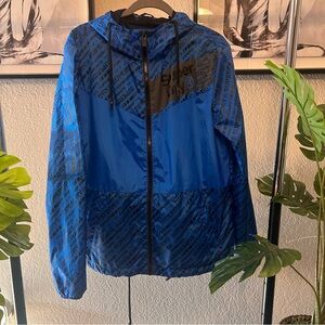 Superdry Mens Jacket Medium Blue  N BlackWindbreaker Hooded Striped Vintage